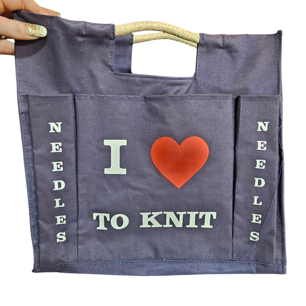 Needles I Love to Knit Tote Bag